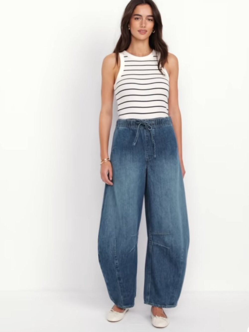 Old Navy High-Waisted Pull-On Blue Barrel Jeans Size XXL NWT